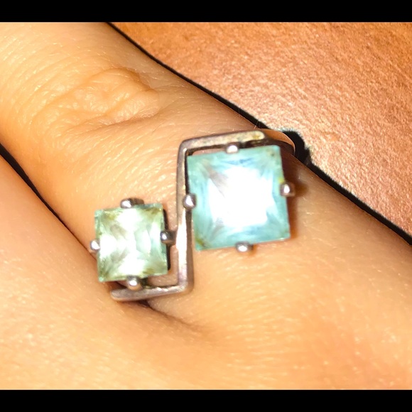 New Genuine Blue Topaz Earrings &Ring Silver925 English Lock - Picture 2 of 4